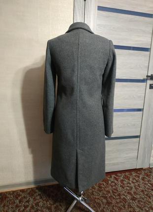 Стильное серое двубортное пальто длинное4 фото