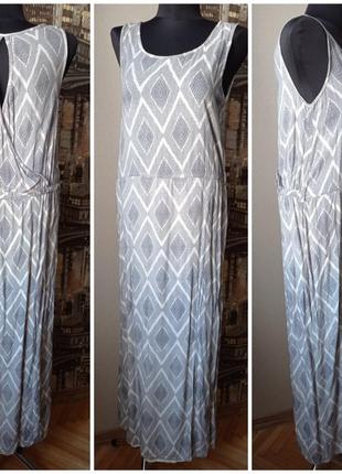 Платье-сарафан, вискоза, цвет бело-серый, размер 46-50