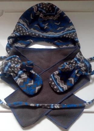 Демисезонный комплект от c&a шапка+ варежки+шарф для малыша  на рост 74-80 см (9-12 мес).