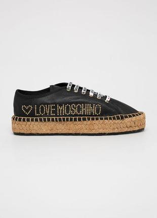 Love moschino кожаные эспадрильи на шнуровке кеды мокасины слипоны на платформе оригинал