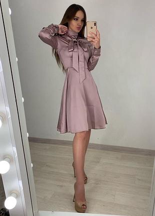 Шикарне плаття еко шовк стрейч з бантом
