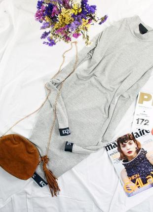 Серое платье гольф с резинками на манжетах baziic англия спортивное меланж