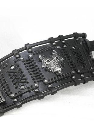 Кожаный браслет с волком славянская символика 4