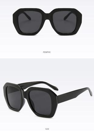 Тренд 2021 качественные черные очки квадратные оверсайз большие ретро окуляри чорні великі4 фото