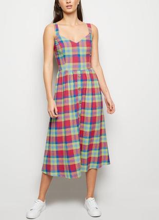 New look-комфортне плаття в клітку льон/віскоза! р.-38