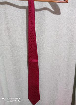 Шовковий галстук 1+1=3 італійський королівський бордовий в горошок