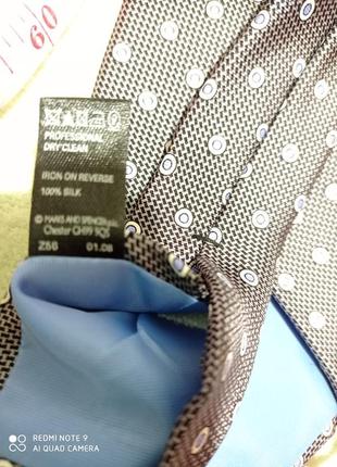 Галстук шелковый шелк шовк серый в голубой горошек2 фото