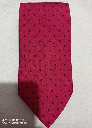 Італійський. шовковий галстук 1+1=3 королівський бордовий в горошок