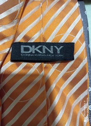 Итальянский шелковый галстук dkny яркий стильный оранжевый6 фото