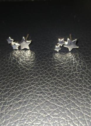 Серьги сережки серебро серебрянве звезды2 фото