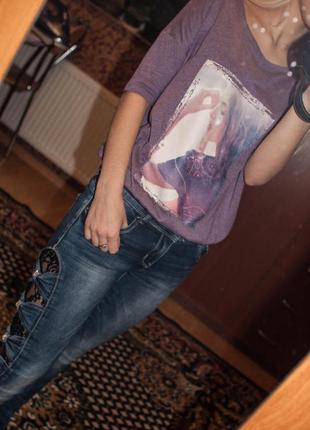 Футболка-худи с принтом