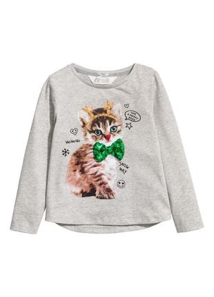 Классный реглан с котенком и бантом h&m