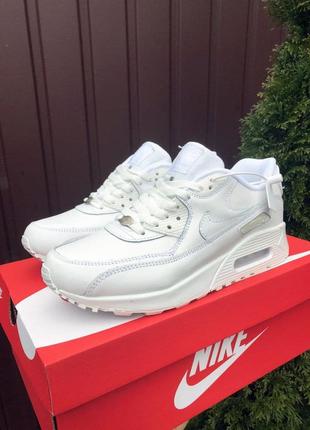 Чоловічі білі шкіряні демісезонні повсякденні кросівки nike air max 90 🆕найк аир макс🆕1 фото