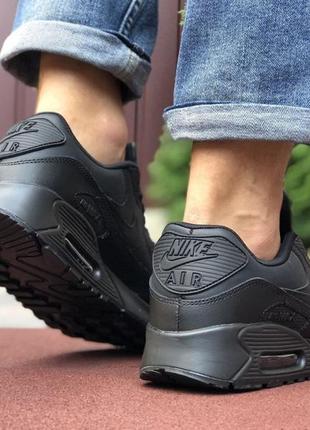 Чоловічі чорні шкіряні демісезонні повсякденні кросівки nike air max 90 🆕найк аир макс🆕5 фото