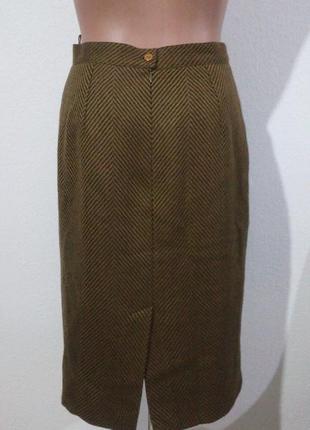 Красивая шерстяная юбка карандаш в ёлочку франция2 фото
