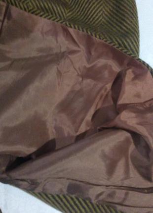 Красивая шерстяная юбка карандаш в ёлочку франция5 фото