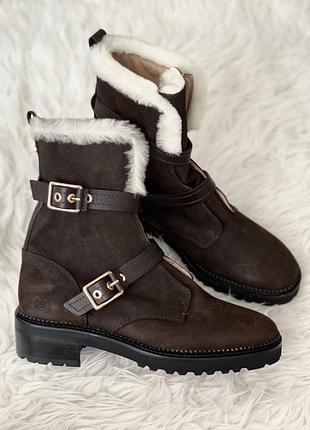 Повністю шкіряні черевики massimo dutti, коричнево кольору