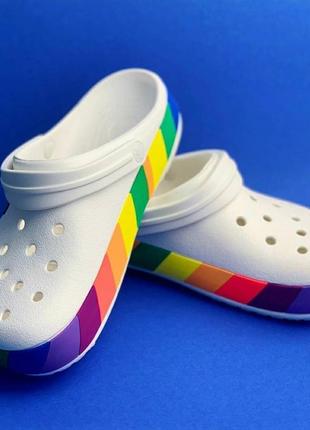 Кроксы crocs crocband rainbow block white радуга2 фото