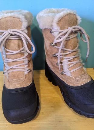 Ботинки кожаные резиновые зимние sorel snow bird2 фото