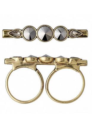 Хит! кольцо на два пальца позолота с кристаллами pilgrim дания элитная бижутерия2 фото