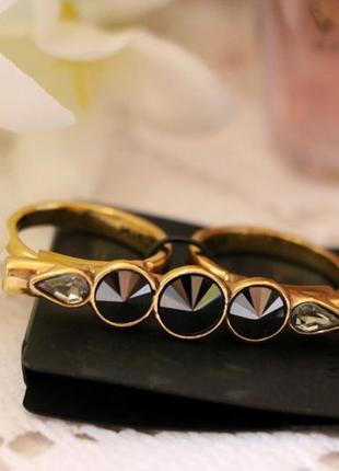 Хит! кольцо на два пальца позолота с кристаллами pilgrim дания элитная бижутерия4 фото