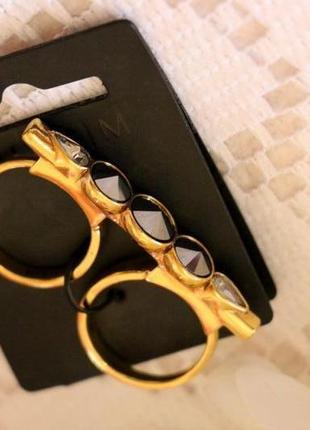 Хит! кольцо на два пальца позолота с кристаллами pilgrim дания элитная бижутерия3 фото