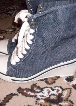 Стильные ботинки джинсовые от american river. размер 35.1 фото