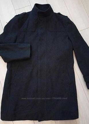 Брендовое шерстяное пальто  burton menswear london в стиле милитари