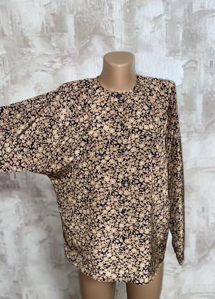 Винтажная коричневая блузка,цветочный принт(011)3 фото