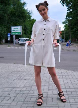 Летний женский комбинезон, женский летний костюм, шорты из льна3 фото