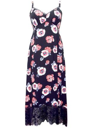 Marks&spencer-шикарное платье с кружевом в цветочный принт! р.-44