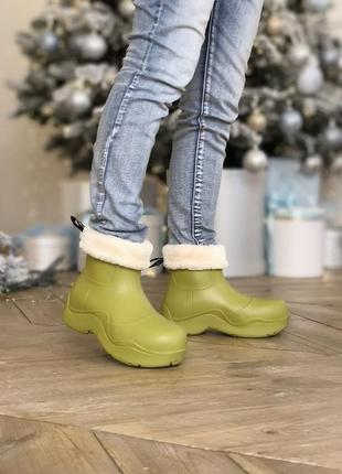 Черевики bottega veneta puddle в салатовому кольорі жіночі