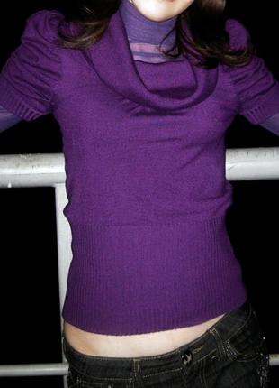 Гольф фиолетовый с хомутом свитер кофта с рукавом-фонарик1 фото