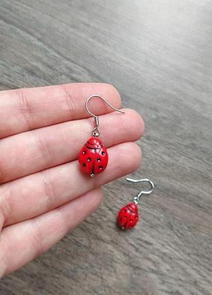 Веселые сережки божьи коровки для девочки