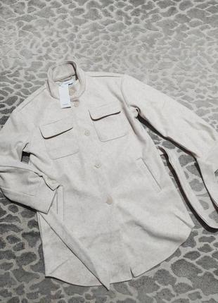 Актуальна стильна куртка-сорочка з додаванням вовни в стилі zara reserved4 фото