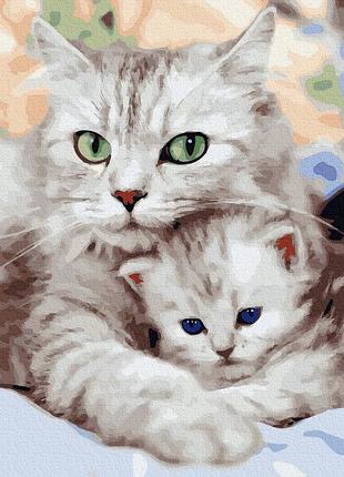 Картина за номерами мама киця з котеночка