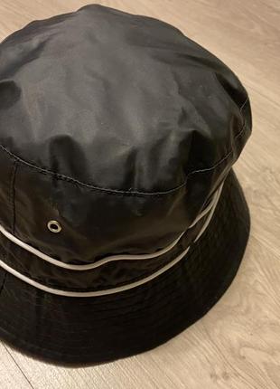 Панама шляпа из плащевки чёрная с белым кантиком на подкладке2 фото