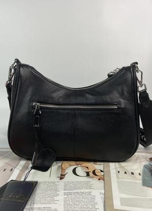 Женская кожаная сумка кросс-боди через плечо чёрная polina & eiterou жіноча шкіряна7 фото