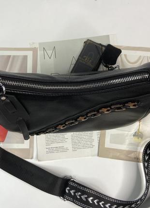 Женская кожаная сумка кросс-боди через плечо чёрная polina & eiterou жіноча шкіряна9 фото