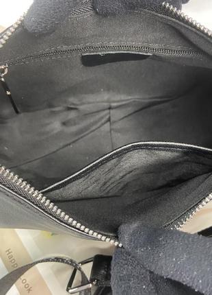 Женская кожаная сумка кросс-боди через плечо чёрная polina & eiterou жіноча шкіряна10 фото