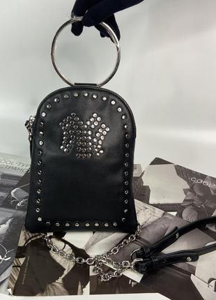 Женская кожаная сумка кросс-боди через плечо клатч чёрная жіноча шкіряна3 фото