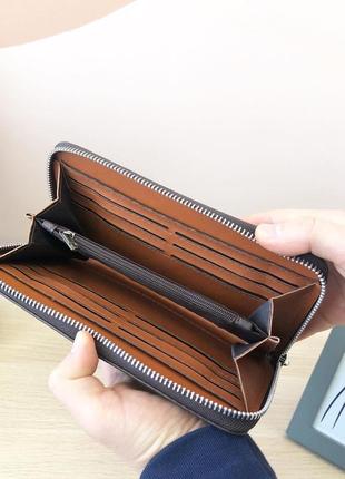 Чоловічий гаманець для грошей, карток, телефон, портмоне, гаманець коричневий4 фото