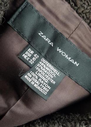 Брендовий теплий вовняний буклированный базовий топовий коричневий віскозний піджак, жакет блейзер zara