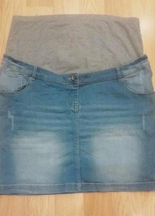 Стильная джинсовая юбка для беременных1 фото