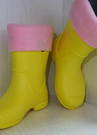 Утеплювач вставка в дитячі гумові чоботи 23-36р. з рожевим флісовим відворотом8 фото