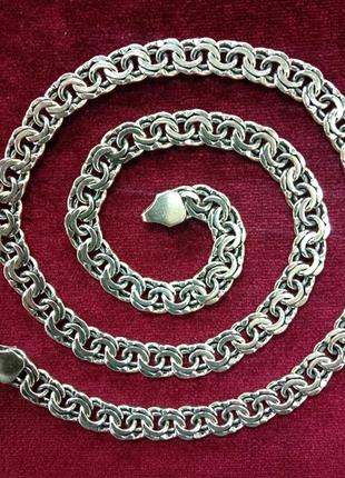 Чоловіча ланцюжок зі срібла плетінням плоский бісмарк ширина 8 мм