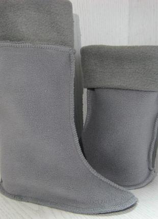 Вставка,вкладыш ,чулок в детские резиновые сапоги 23-36р. серый флисовый отворот
