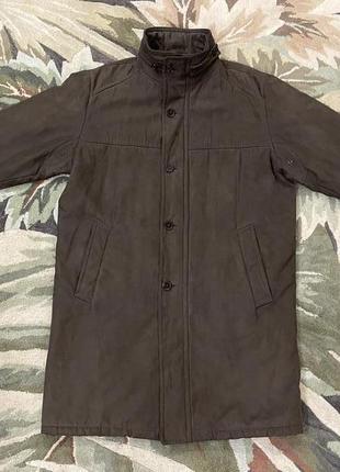 Мужской утеплённый плащ пальто иск.замша темно-коричневый bugatti оригинал l3 фото