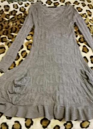 Платье туника ассиметричный низ lauren vidal 100% шерсть меринос8 фото