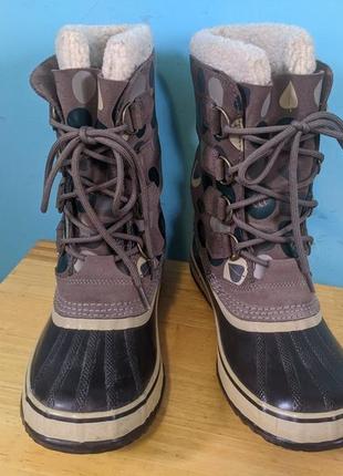 Черевики чоботи шкіряні гумові непромокальні зимові снігоходи sorel, waterproof3 фото